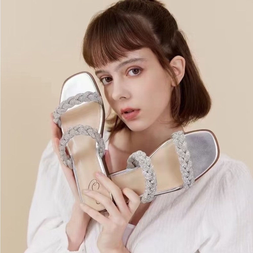 Sam Edelman Elegant Silver Braided Women's Sandals